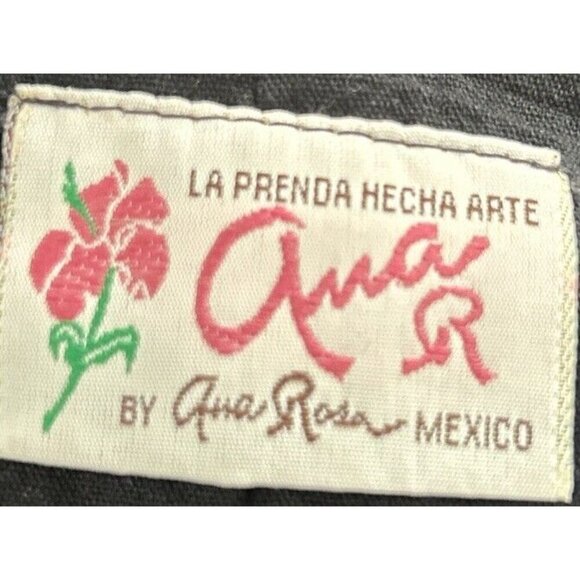 Ana Rosa Womens Halter Dress Handpainted Floral Art to Wear Black Cotton Size S - Picture 7 of 7